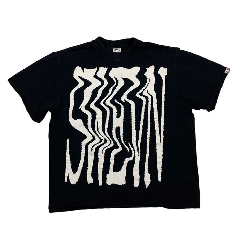 Swe Black Graphic Logo T Shirt Streetwear Oversized Modern Minimal Tee XL